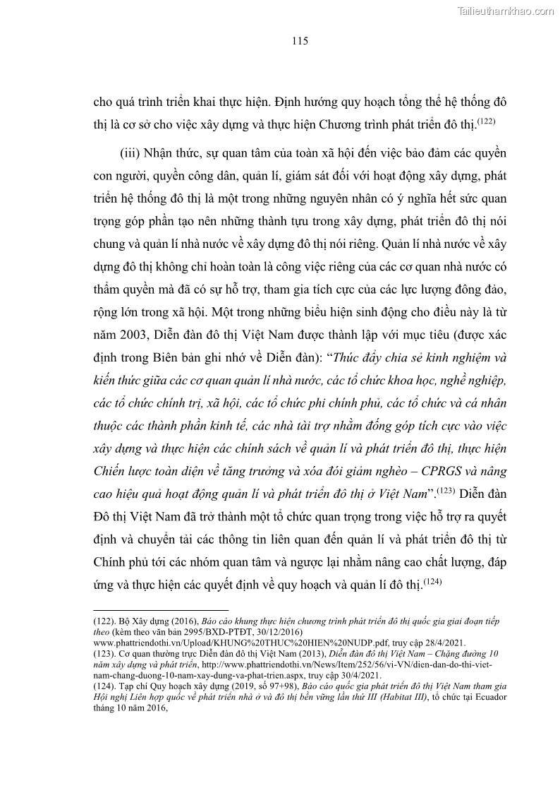 Luận án tiến sĩ luật học Quản lí nhà nước về xây dựng đô thị ở Việt Nam hiện nay - 21 Trang 121