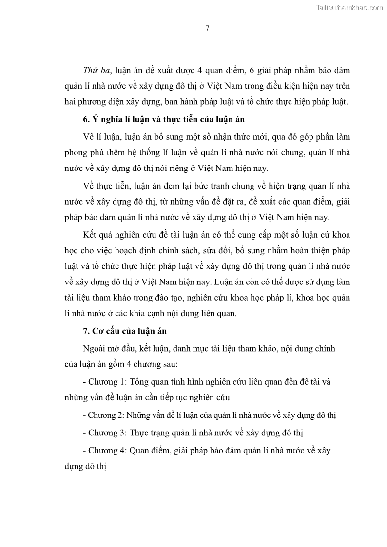 Luận án tiến sĩ luật học Quản lí nhà nước về xây dựng đô thị ở Việt Nam hiện nay - 3 Trang 13