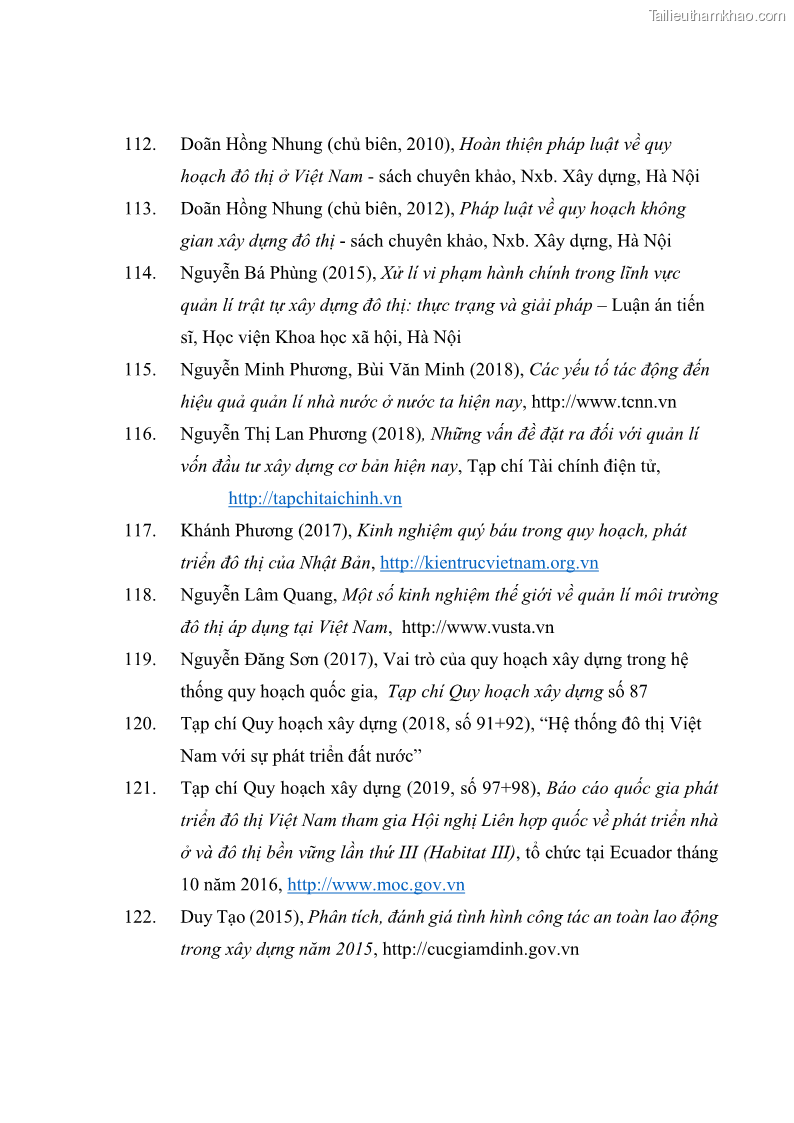 Luận án tiến sĩ luật học Quản lí nhà nước về xây dựng đô thị ở Việt Nam hiện nay - 32 Trang 187