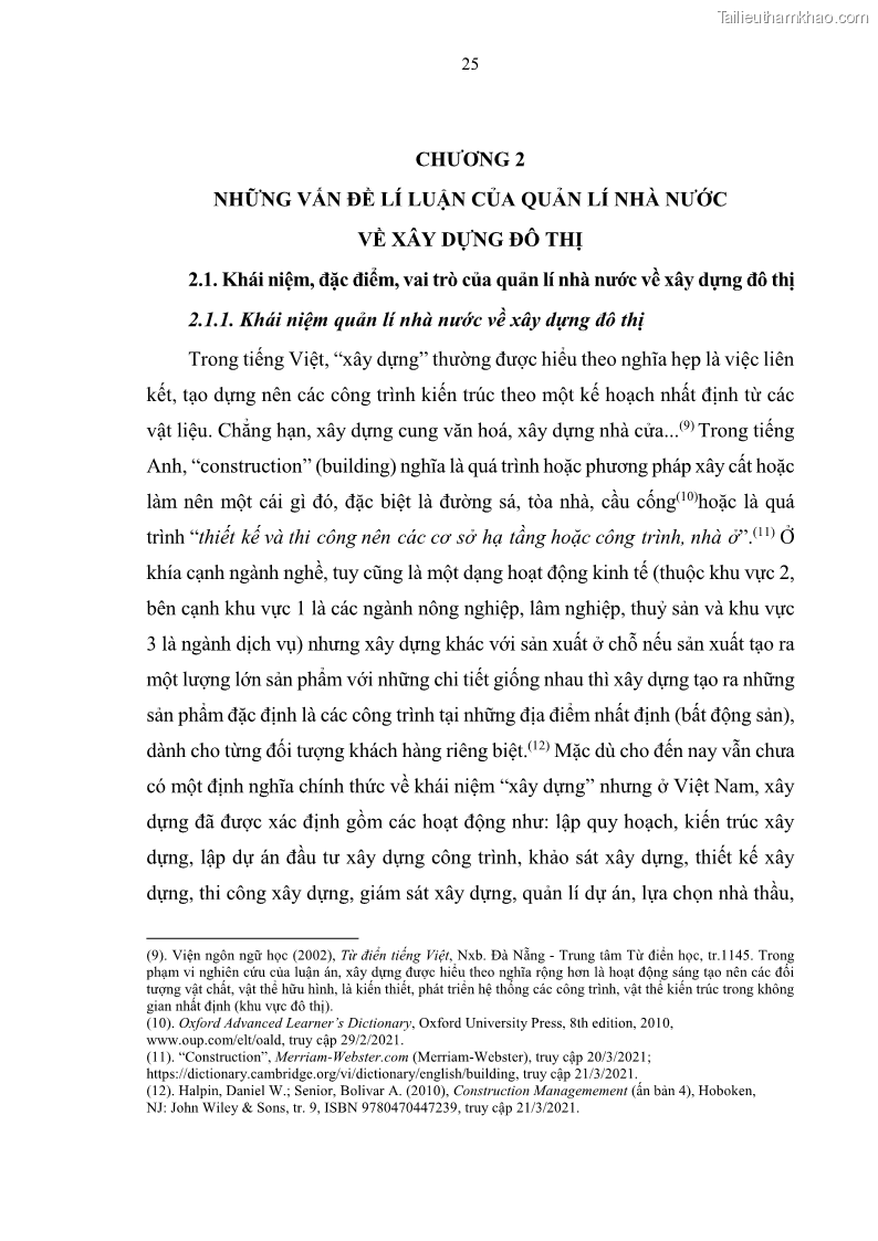 Luận án tiến sĩ luật học Quản lí nhà nước về xây dựng đô thị ở Việt Nam hiện nay - 6 Trang 31
