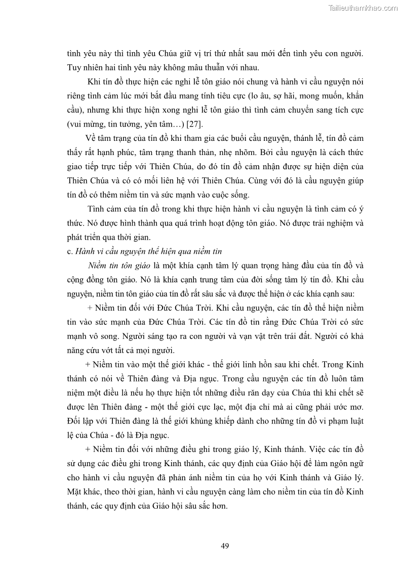 Luận án tiến sĩ tâm lý học Hành vi cầu nguyện của tín đồ đạo Công giáo - 10 Trang 55