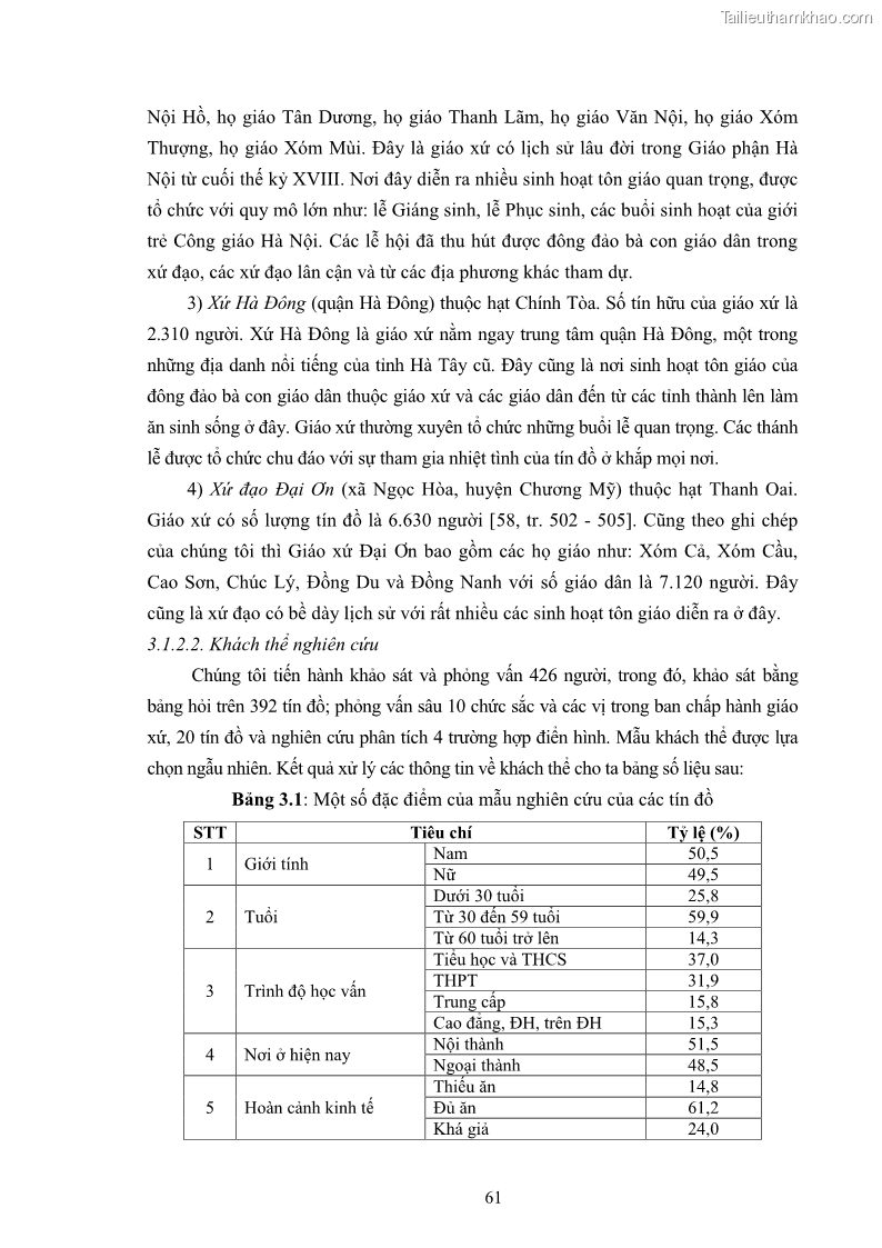 Luận án tiến sĩ tâm lý học Hành vi cầu nguyện của tín đồ đạo Công giáo - 12 Trang 67