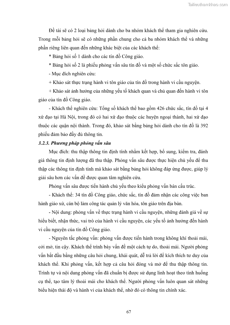 Luận án tiến sĩ tâm lý học Hành vi cầu nguyện của tín đồ đạo Công giáo - 13 Trang 73