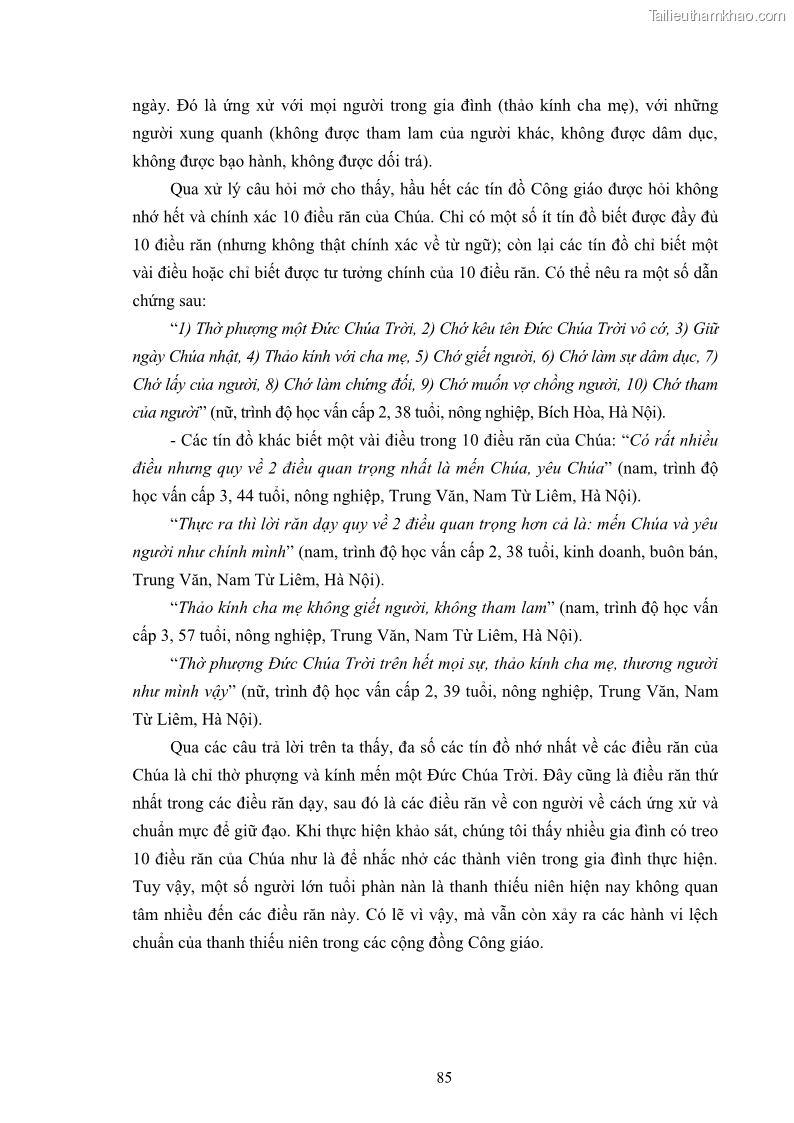 Luận án tiến sĩ tâm lý học Hành vi cầu nguyện của tín đồ đạo Công giáo - 16 Trang 91