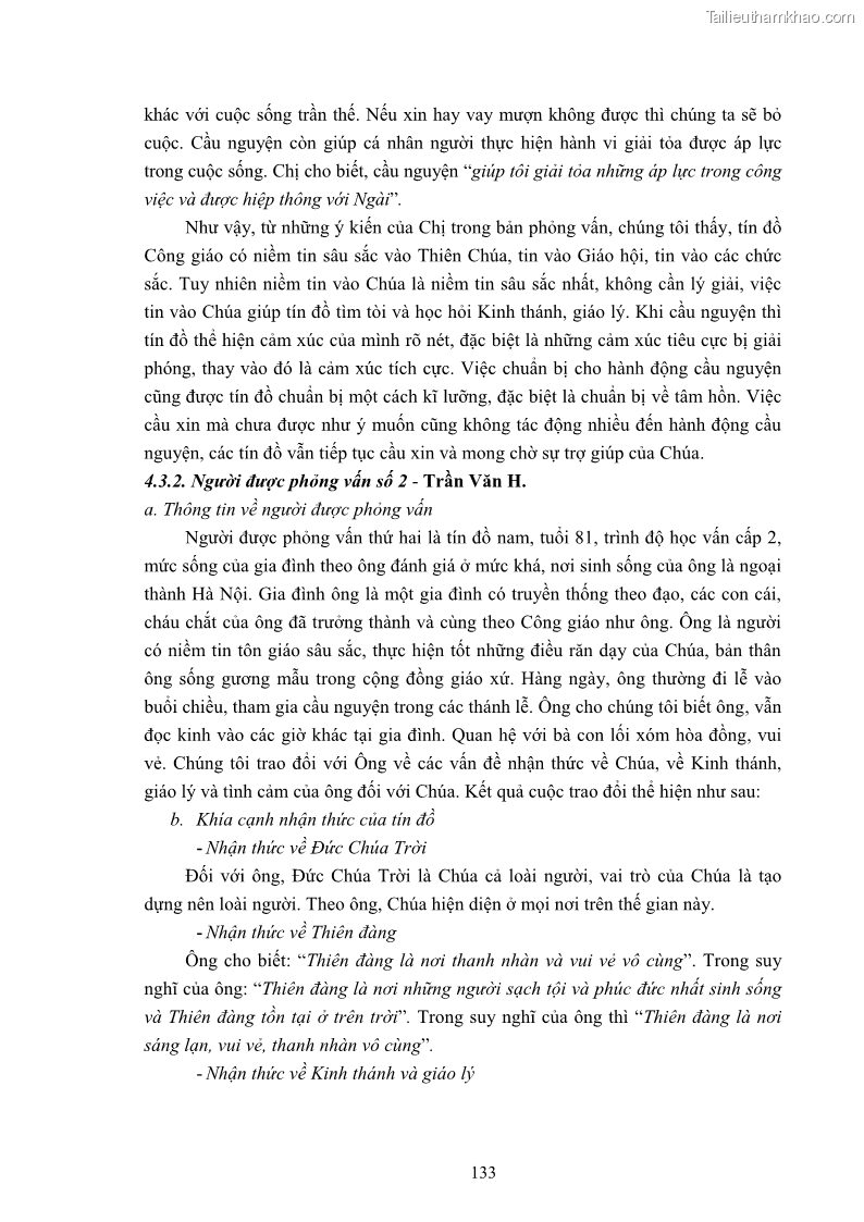 Luận án tiến sĩ tâm lý học Hành vi cầu nguyện của tín đồ đạo Công giáo - 24 Trang 139