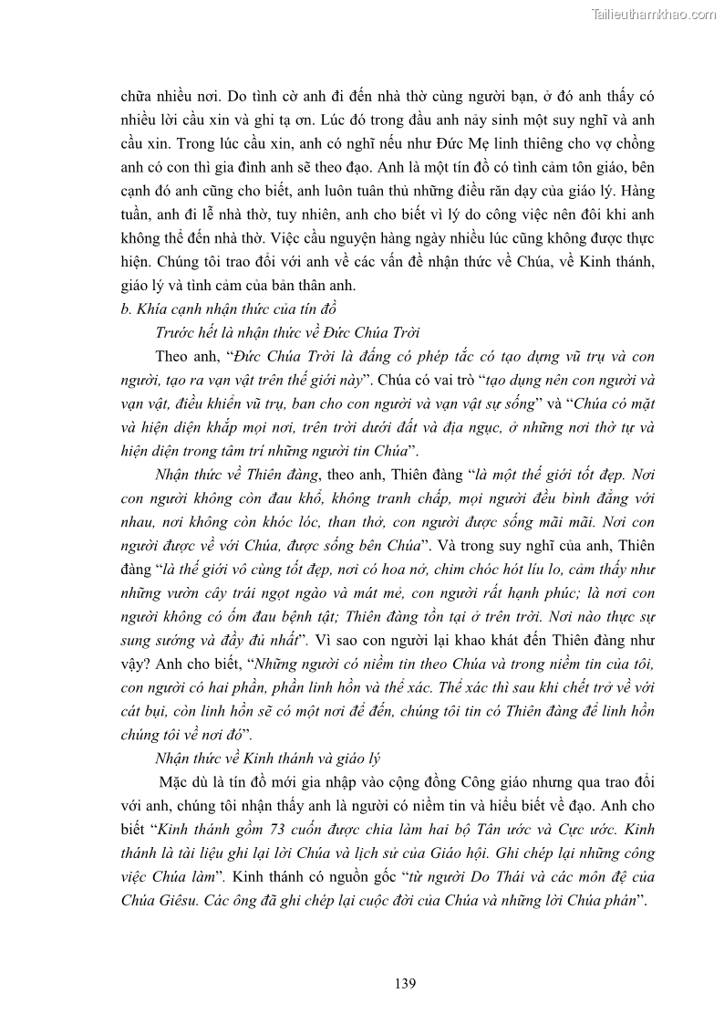Luận án tiến sĩ tâm lý học Hành vi cầu nguyện của tín đồ đạo Công giáo - 25 Trang 145