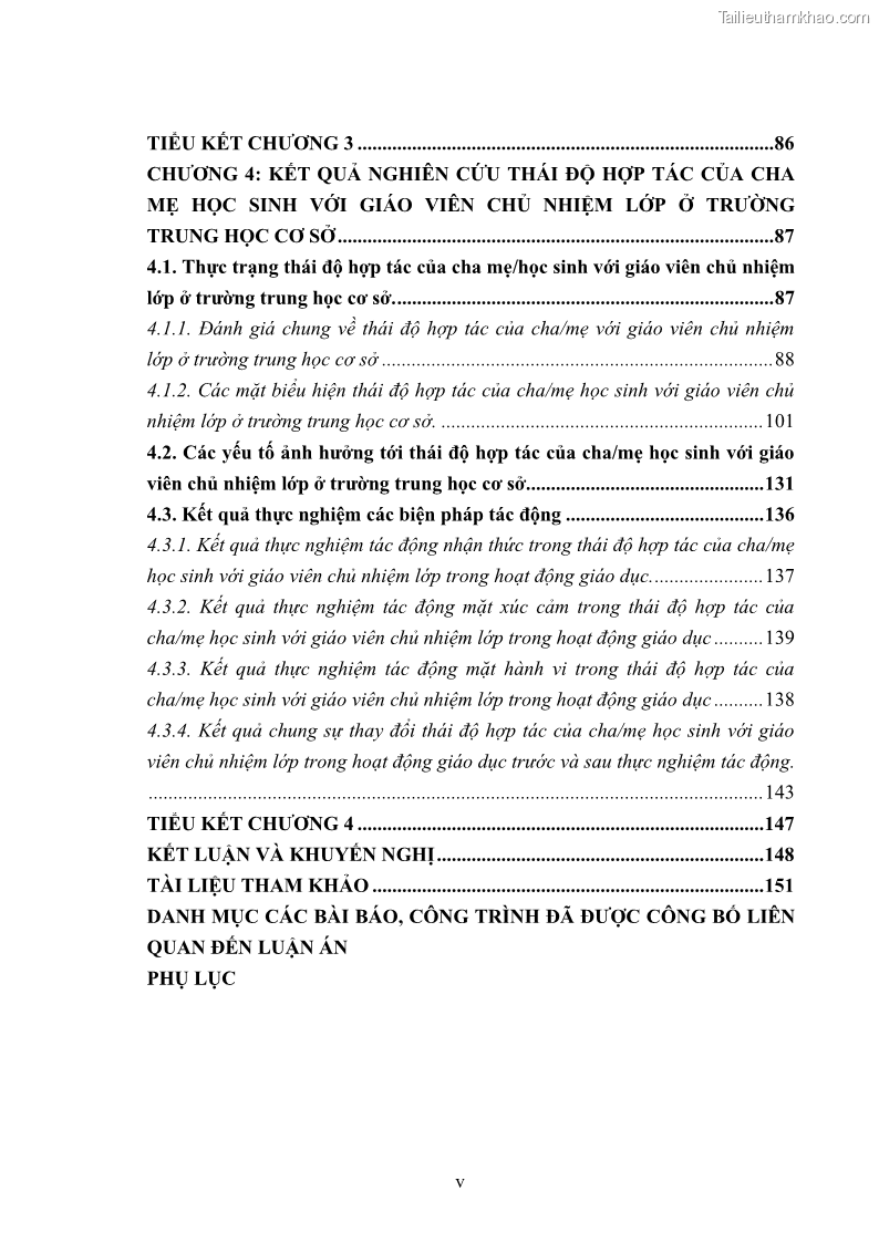 Luận án tiến sĩ tâm lý học Thái độ hợp tác của cha mẹ với giáo viên chủ nhiệm trường trung học cơ sở - 2 Trang 7