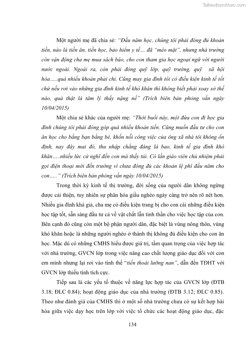 Luận án tiến sĩ tâm lý học Thái độ hợp tác của cha mẹ với giáo viên chủ nhiệm trường trung học cơ sở - 25 Trang 145