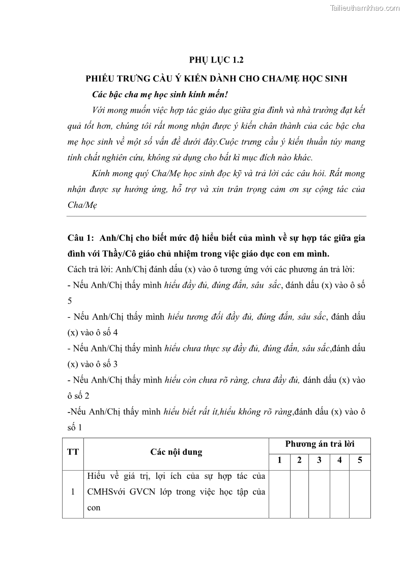 Luận án tiến sĩ tâm lý học Thái độ hợp tác của cha mẹ với giáo viên chủ nhiệm trường trung học cơ sở - 30 Trang 175