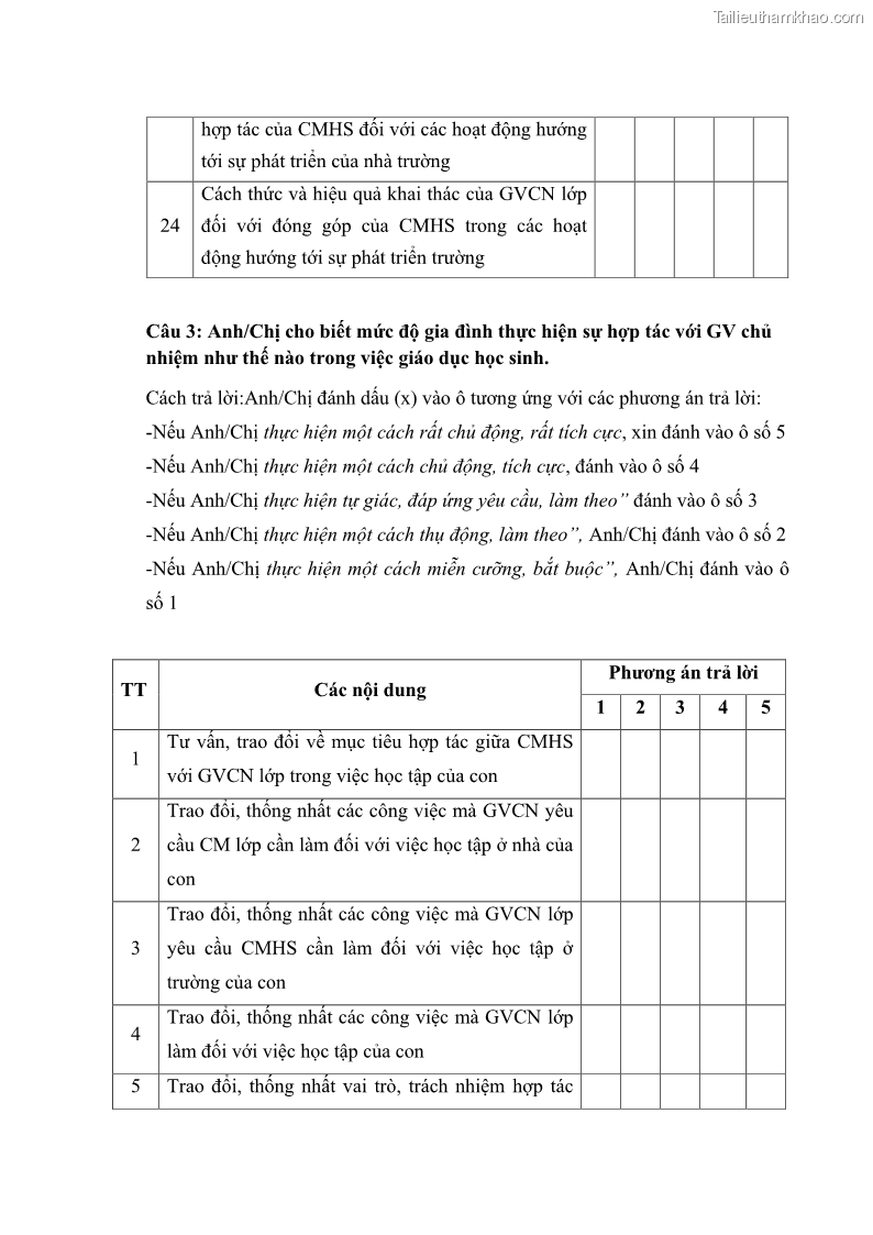 Luận án tiến sĩ tâm lý học Thái độ hợp tác của cha mẹ với giáo viên chủ nhiệm trường trung học cơ sở - 31 Trang 181