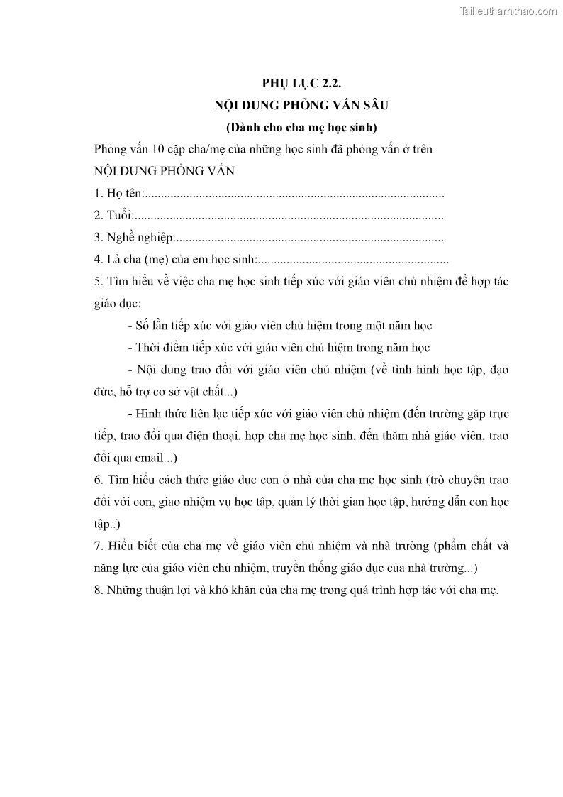 Luận án tiến sĩ tâm lý học Thái độ hợp tác của cha mẹ với giáo viên chủ nhiệm trường trung học cơ sở - 32 Trang 187