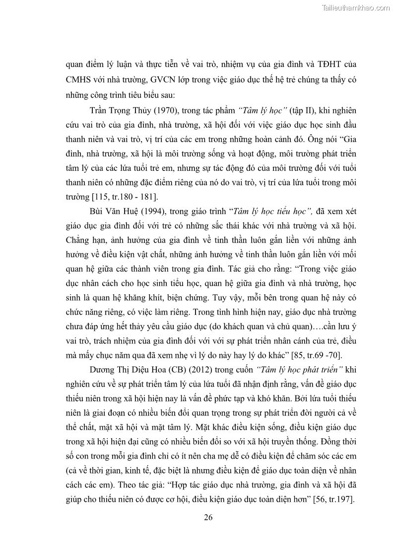 Luận án tiến sĩ tâm lý học Thái độ hợp tác của cha mẹ với giáo viên chủ nhiệm trường trung học cơ sở - 7 Trang 37