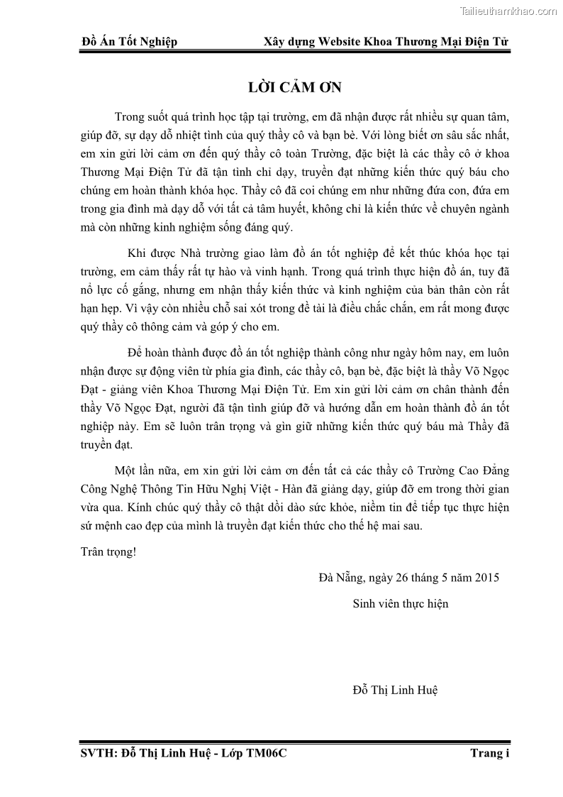 Đồ án tốt nghiệp quản trị kinh doanh Xây dựng website khoa thương mại điện tử - 1 Trang 1