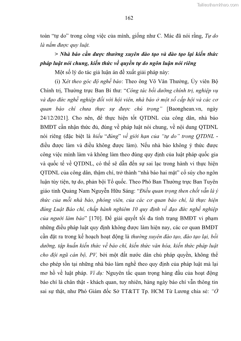 Luận án tiến sĩ báo chí học Báo mạng điện tử thực hiện quyền tự do ngôn luận của công dân Việt Nam hiện nay - 15 Trang 169
