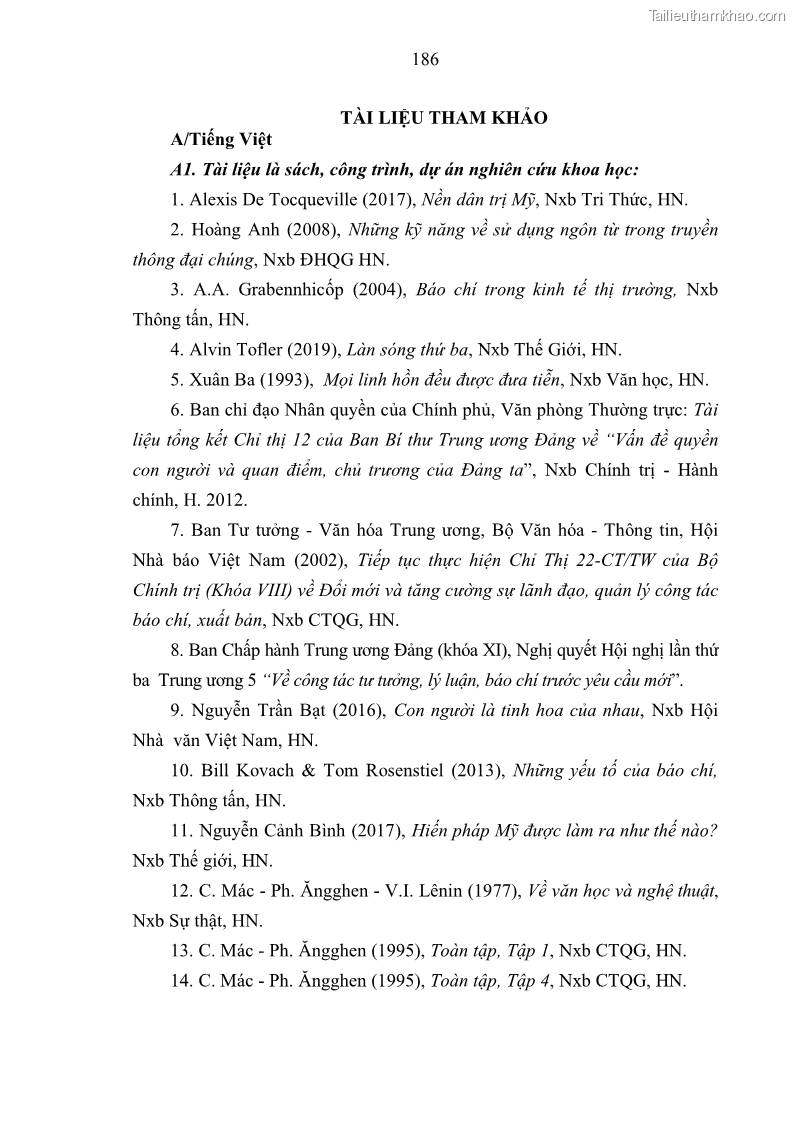 Luận án tiến sĩ báo chí học Báo mạng điện tử thực hiện quyền tự do ngôn luận của công dân Việt Nam hiện nay - 17 Trang 193