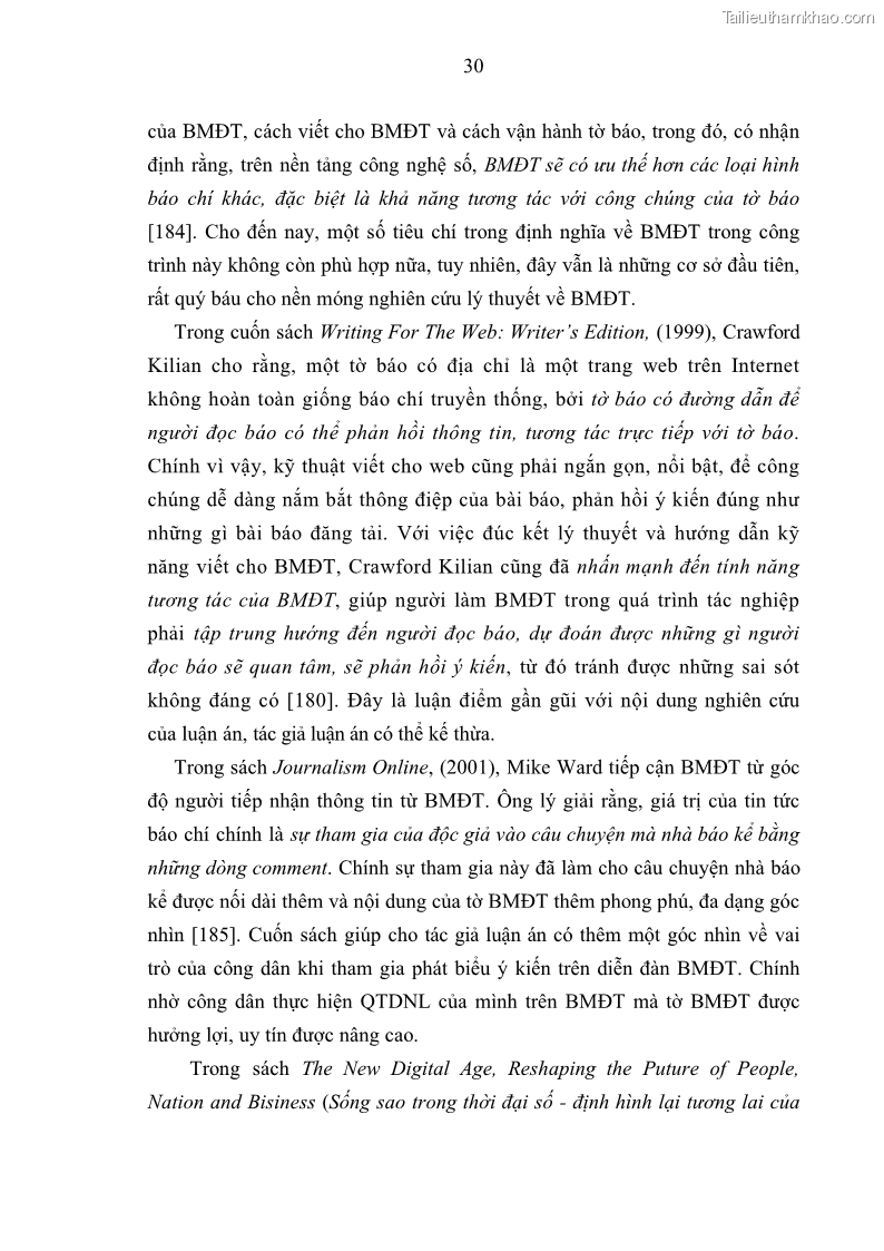 Luận án tiến sĩ báo chí học Báo mạng điện tử thực hiện quyền tự do ngôn luận của công dân Việt Nam hiện nay - 4 Trang 37