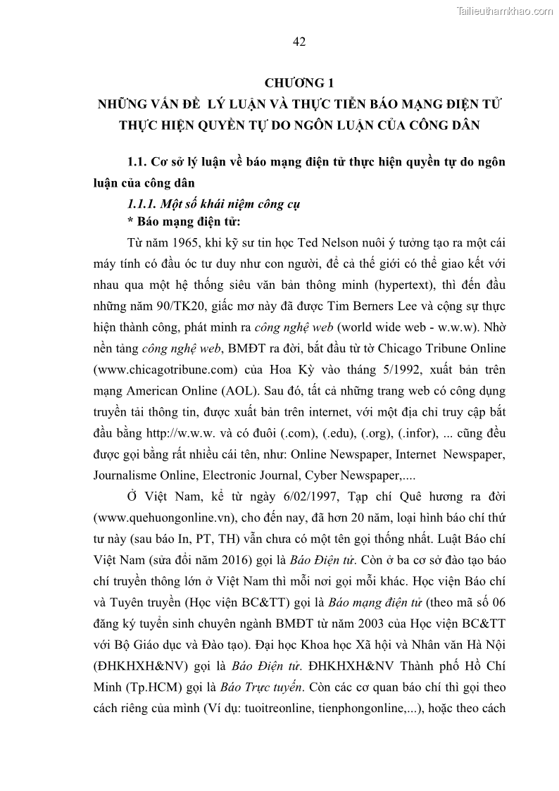 Luận án tiến sĩ báo chí học Báo mạng điện tử thực hiện quyền tự do ngôn luận của công dân Việt Nam hiện nay - 5 Trang 49