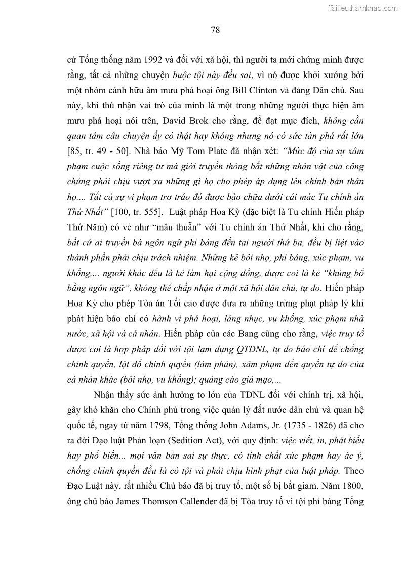 Luận án tiến sĩ báo chí học Báo mạng điện tử thực hiện quyền tự do ngôn luận của công dân Việt Nam hiện nay - 8 Trang 85