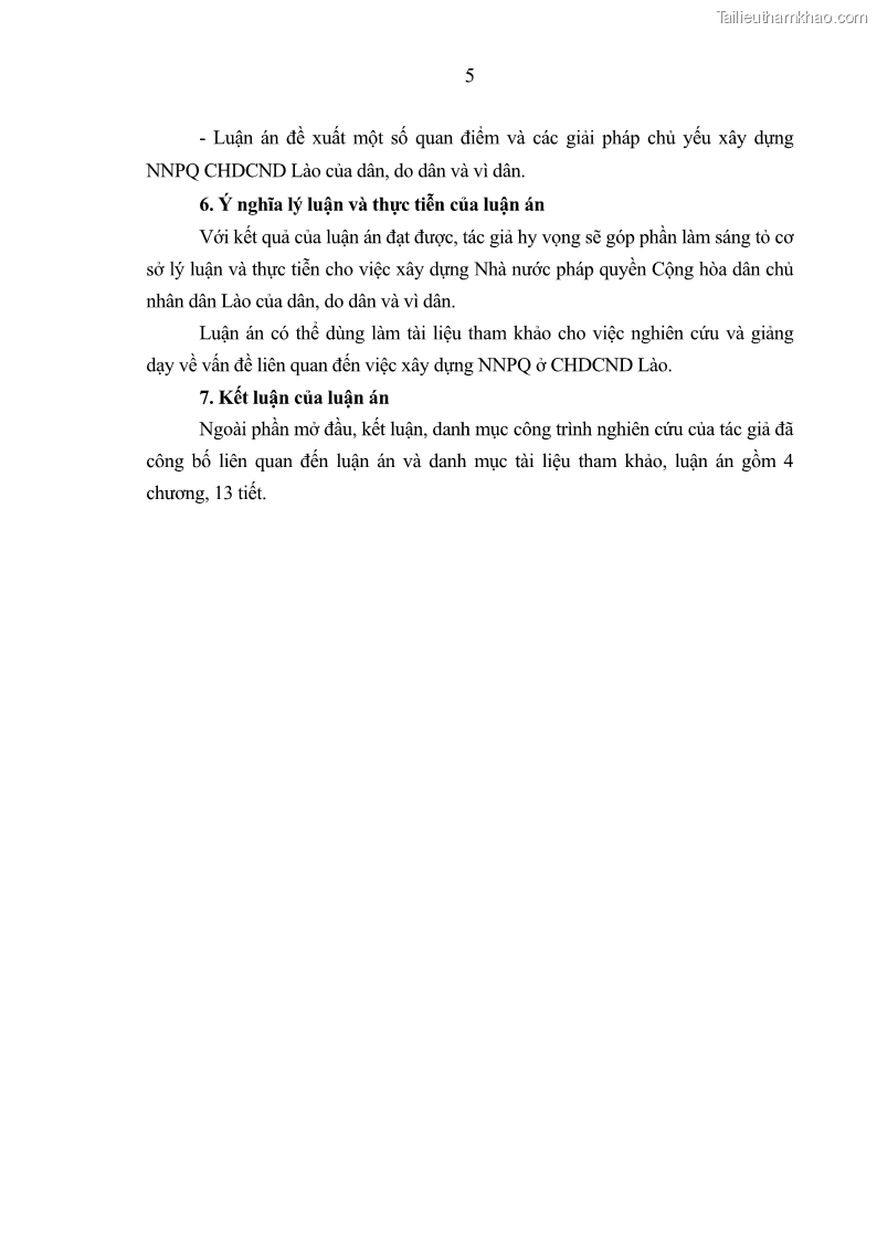 Luận án tiến sĩ luật học Xây dựng nhà nước pháp quyền Cộng hòa dân chủ nhân dân Lào của dân, do dân và vì dân - 1 Trang 10