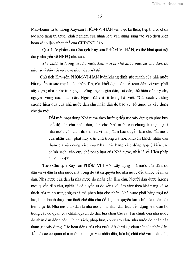 Luận án tiến sĩ luật học Xây dựng nhà nước pháp quyền Cộng hòa dân chủ nhân dân Lào của dân, do dân và vì dân - 6 Trang 61