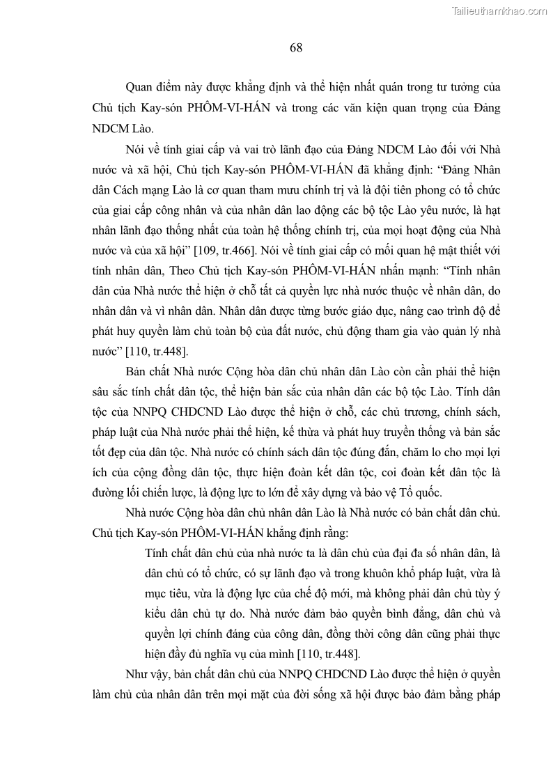 Luận án tiến sĩ luật học Xây dựng nhà nước pháp quyền Cộng hòa dân chủ nhân dân Lào của dân, do dân và vì dân - 7 Trang 73