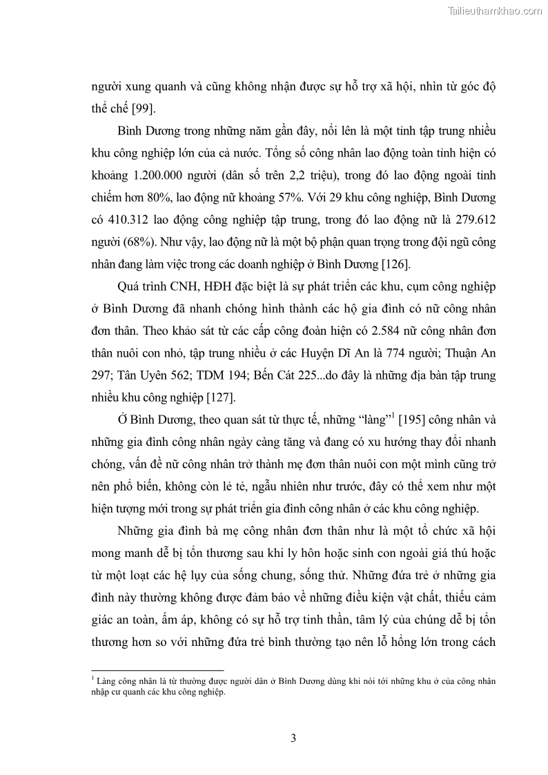 Luận án tiến sĩ tâm lý học Cuộc sống của những bà mẹ công nhân đơn thân ở các khu công nghiệp nhìn từ góc độ chính sách xã hội - 1 Trang 10