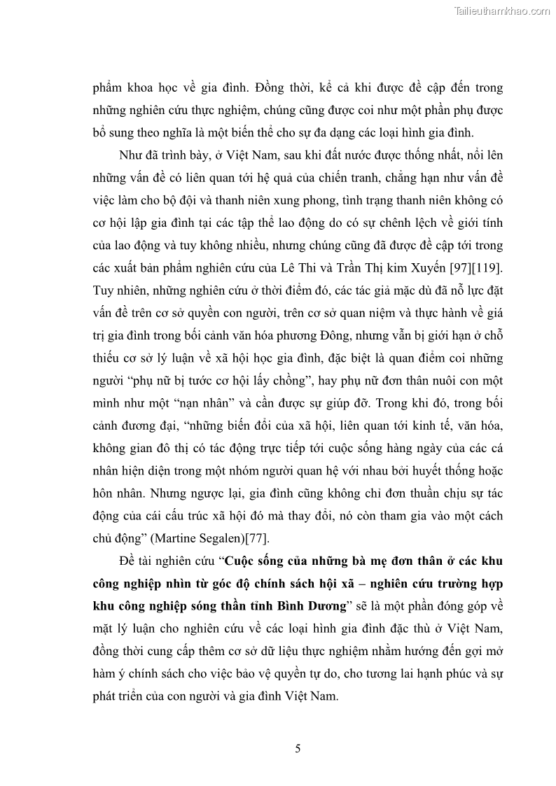 Luận án tiến sĩ tâm lý học Cuộc sống của những bà mẹ công nhân đơn thân ở các khu công nghiệp nhìn từ góc độ chính sách xã hội - 1 Trang 12