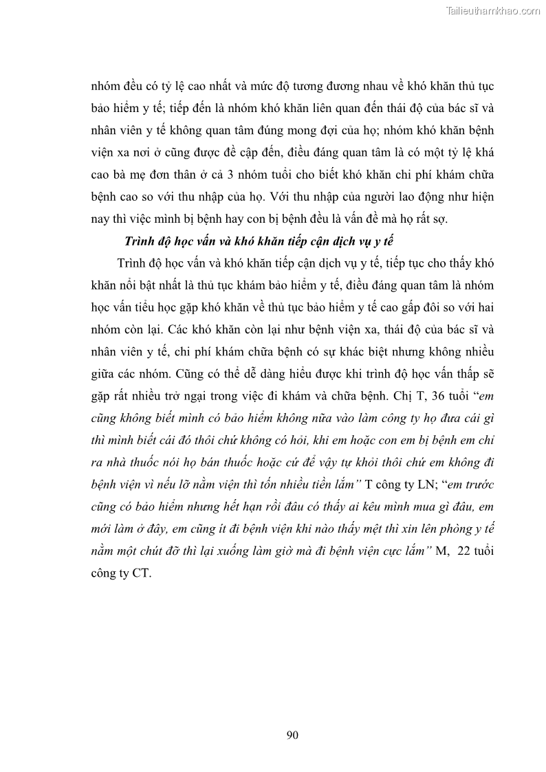Luận án tiến sĩ tâm lý học Cuộc sống của những bà mẹ công nhân đơn thân ở các khu công nghiệp nhìn từ góc độ chính sách xã hội - 9 Trang 97