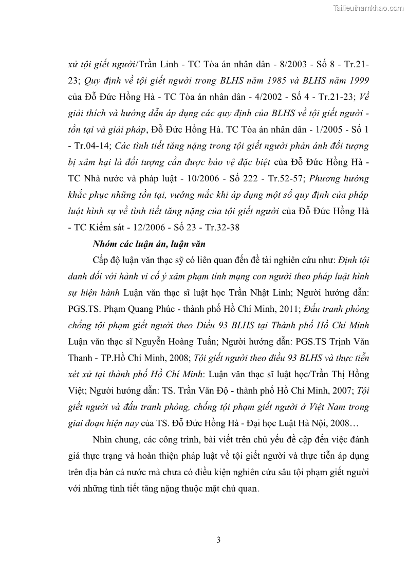 Luận văn thạc sĩ luật học Các tình tiết tăng nặng thuộc mặt chủ quan của tội giết người - 1 Trang 11