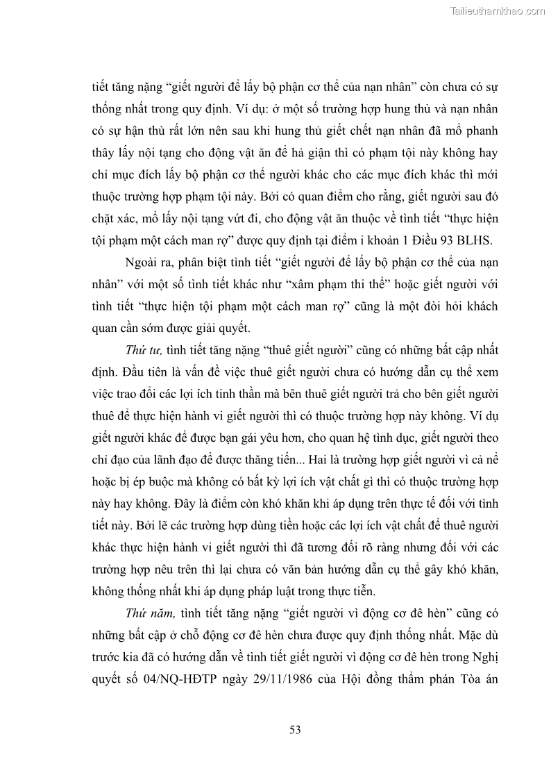 Luận văn thạc sĩ luật học Các tình tiết tăng nặng thuộc mặt chủ quan của tội giết người - 6 Trang 61