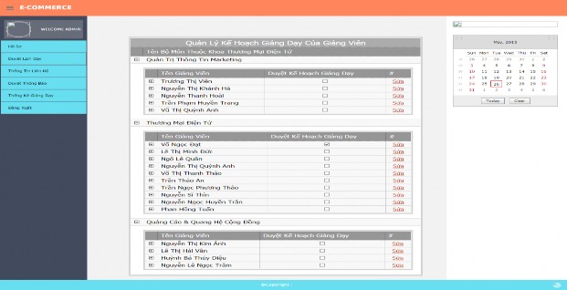Hình 28 Duyệt lịch dạy  Thống kê giảng dạy của toàn khoa Hình 29 Thống kê 3