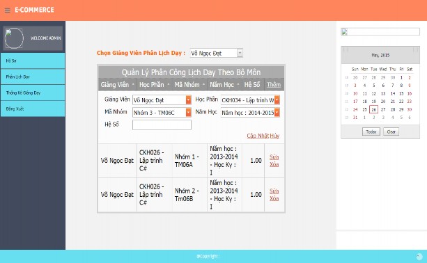 Hình 31 phân lịch dạy  Thống kê giảng dạy của từng bộ môn Hình 32 thống 6