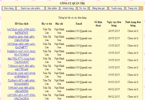Hình 3 12 Trang thống kê đơn hàng Trang khách hàng Hình 3 13 Trang khách hàng 3 2 2 14