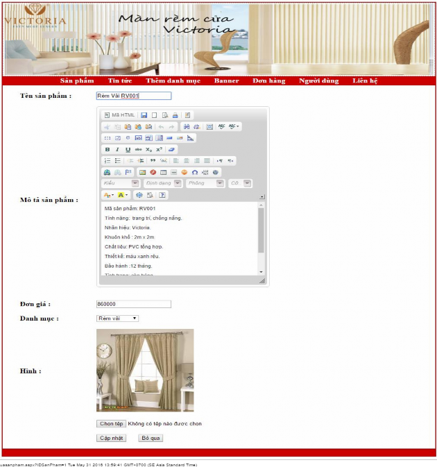 Hình 3 7 Trang sửa sản phẩm Trang xóa sản phẩm XoaSanPham aspx Trang này giúp 3