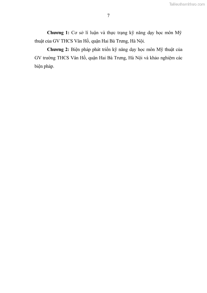 Luận văn thạc sĩ khoa học giáo dục Phát triển kỹ năng dạy học môn Mỹ thuật của giáo viên trường Trung học cơ sở quận Hai Bà Trưng, Hà Nội - 2 Trang 13