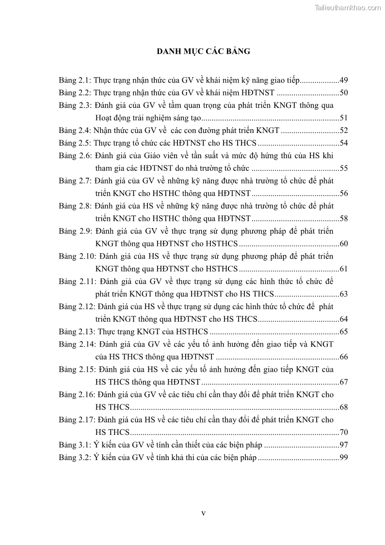 Luận văn thạc sĩ khoa học giáo dục Phát triển kỹ năng giao tiếp thông qua hoạt động trải nghiệm sáng tạo cho học sinh trung học cơ sở thành phố Bắc Kạn - 1 Trang 10