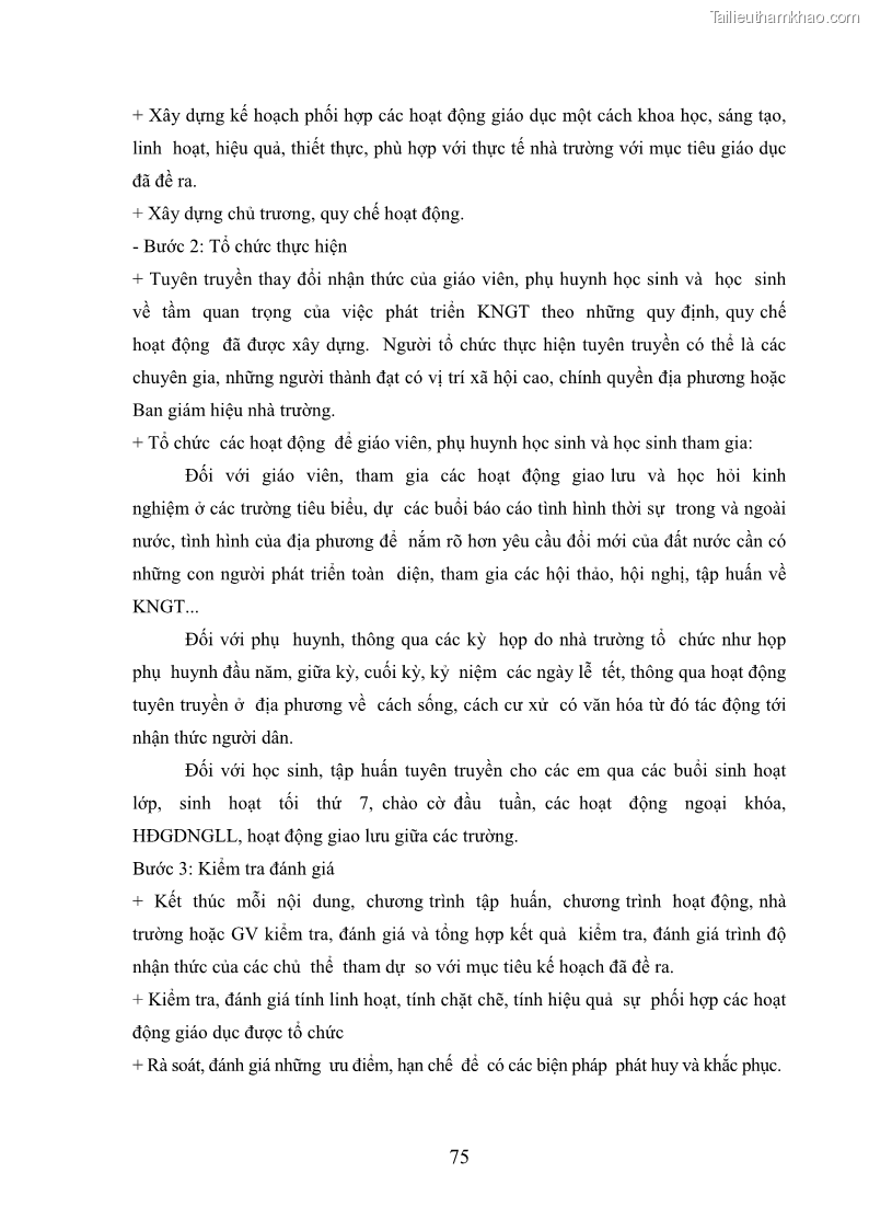 Luận văn thạc sĩ khoa học giáo dục Phát triển kỹ năng giao tiếp thông qua hoạt động trải nghiệm sáng tạo cho học sinh trung học cơ sở thành phố Bắc Kạn - 8 Trang 85