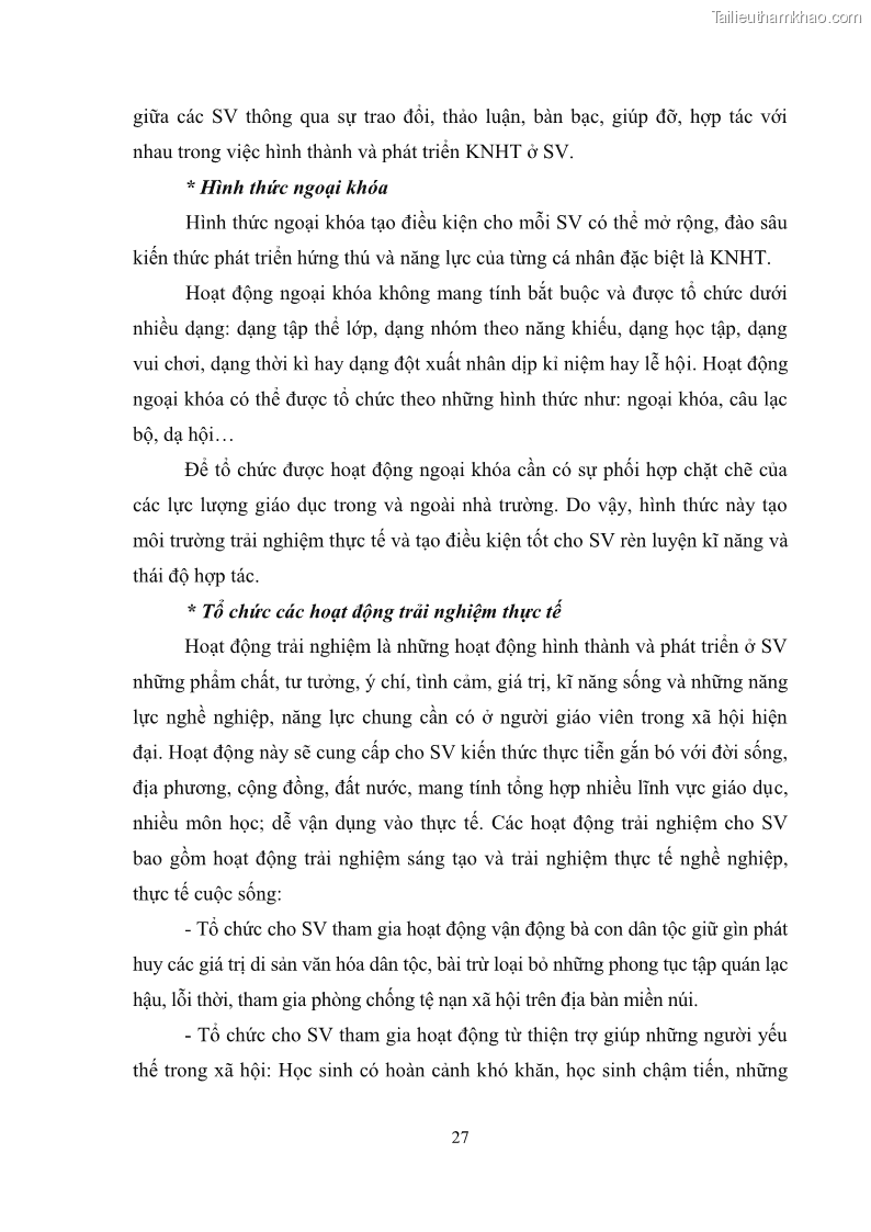 Luận văn thạc sĩ khoa học giáo dục Phát triển kỹ năng hợp tác cho Sinh viên trường CĐSP Cao Bằng thông qua hoạt động giáo dục ngoài giờ lên lớp - 4 Trang 37