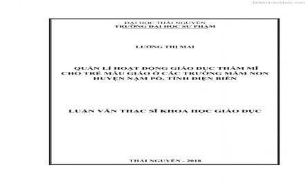 Luận văn thạc sĩ khoa học giáo dục Quản lí hoạt động giáo dục thẩm mỹ cho trẻ mẫu giáo ở các trường mầm non huyện Nậm Pồ, tỉnh Điện Biên - 1