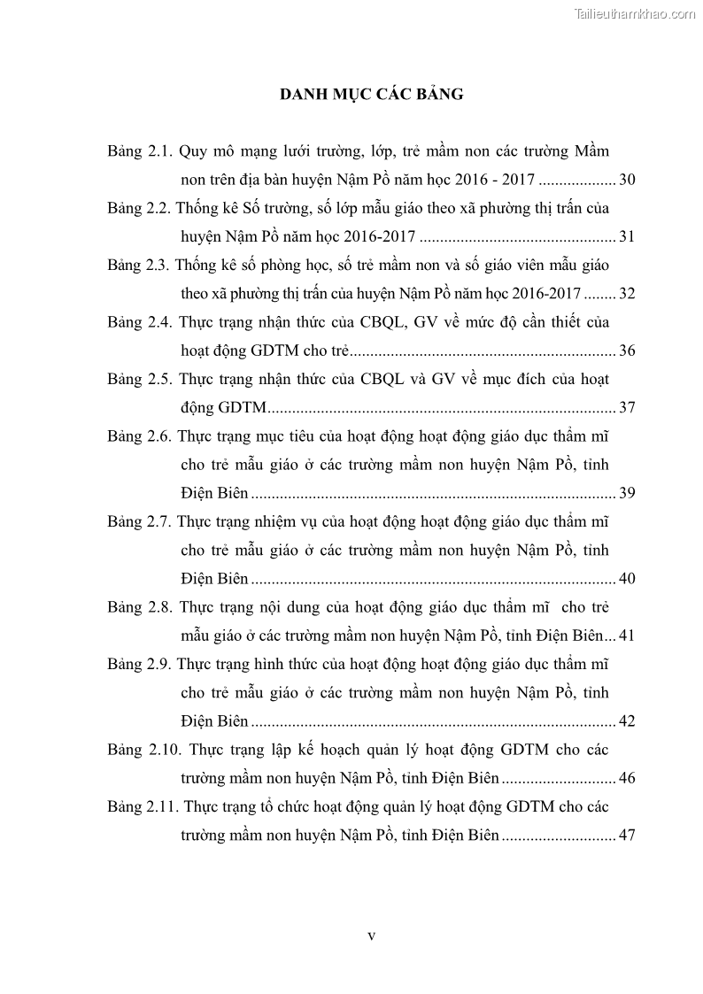 Luận văn thạc sĩ khoa học giáo dục Quản lí hoạt động giáo dục thẩm mỹ cho trẻ mẫu giáo ở các trường mầm non huyện Nậm Pồ, tỉnh Điện Biên - 1 Trang 10