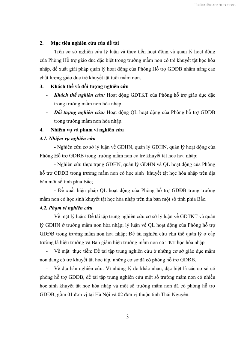Luận văn thạc sĩ khoa học giáo dục Quản lý hoạt động của phòng hỗ trợ giáo dục đặc biệt trong trường mầm non trên địa bàn một số tỉnh phía Bắc - 1 Trang 11