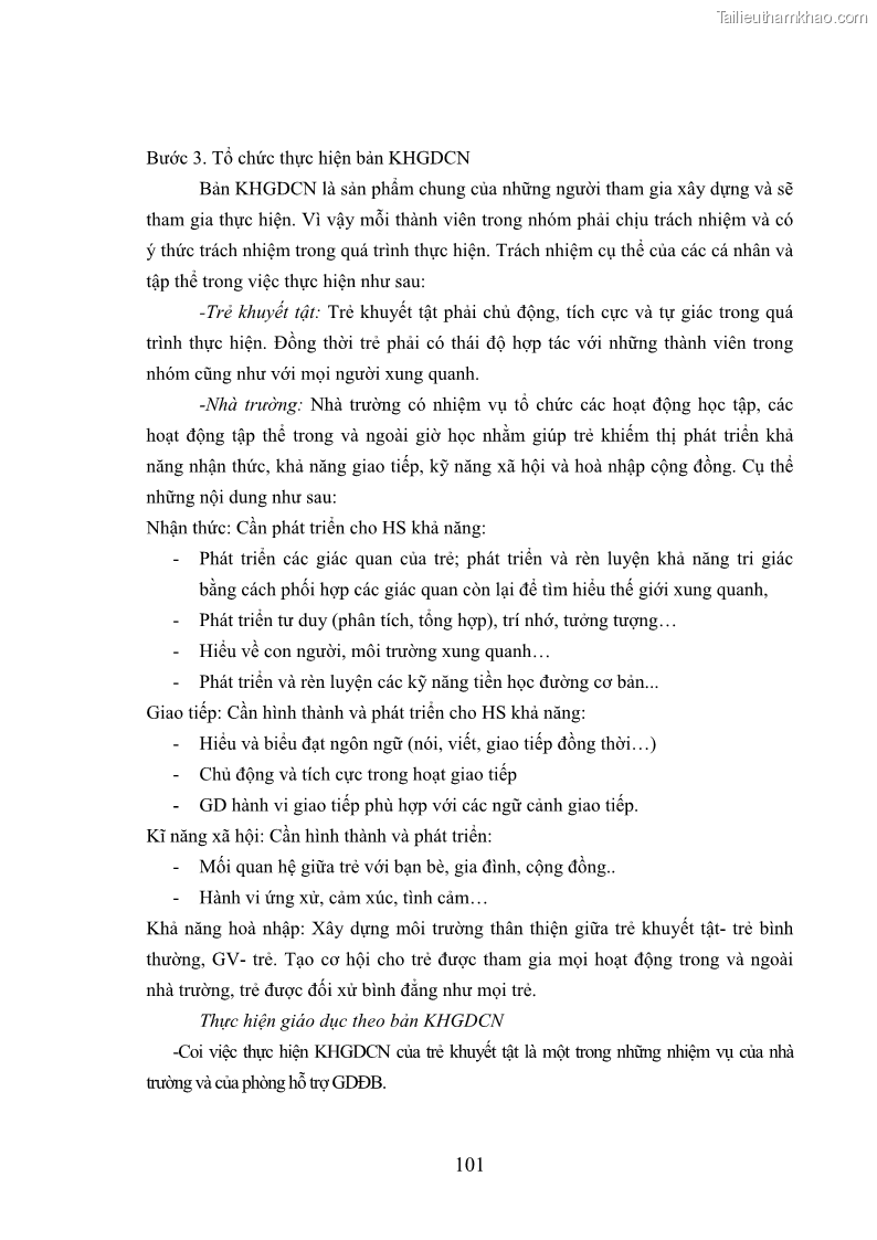 Luận văn thạc sĩ khoa học giáo dục Quản lý hoạt động của phòng hỗ trợ giáo dục đặc biệt trong trường mầm non trên địa bàn một số tỉnh phía Bắc - 10 Trang 109
