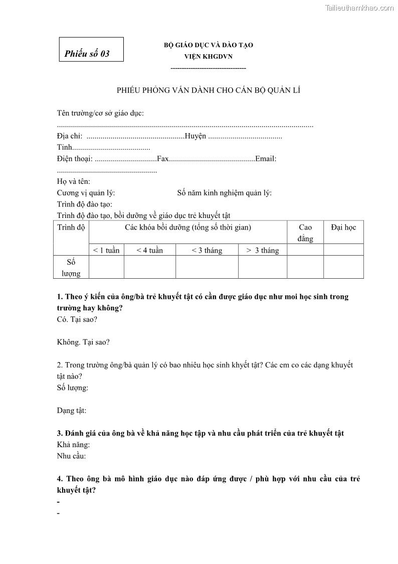 Luận văn thạc sĩ khoa học giáo dục Quản lý hoạt động của phòng hỗ trợ giáo dục đặc biệt trong trường mầm non trên địa bàn một số tỉnh phía Bắc - 13 Trang 145