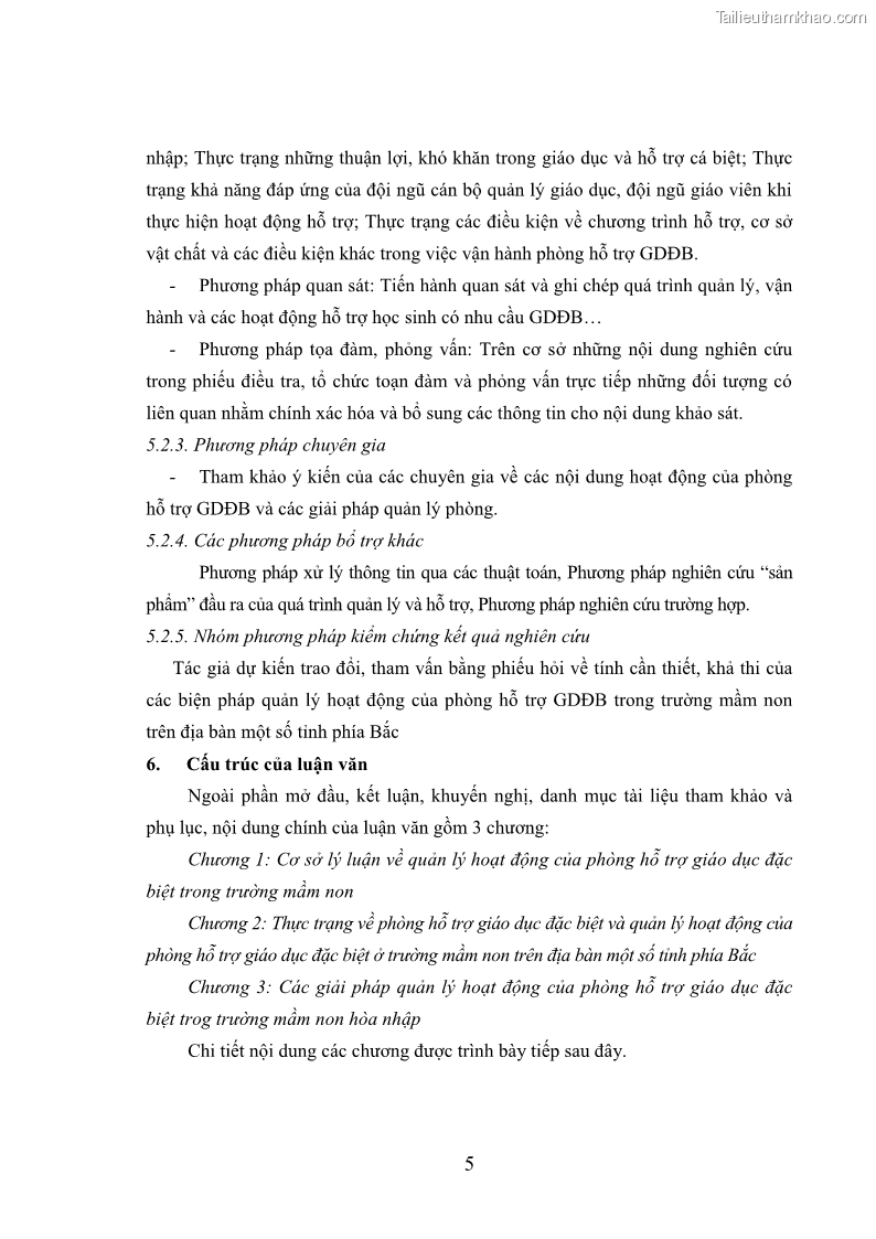 Luận văn thạc sĩ khoa học giáo dục Quản lý hoạt động của phòng hỗ trợ giáo dục đặc biệt trong trường mầm non trên địa bàn một số tỉnh phía Bắc - 2 Trang 13