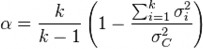 Trong đó tương ứng là phương sai của đề kiểm tra con thứ i và phương sai của 1