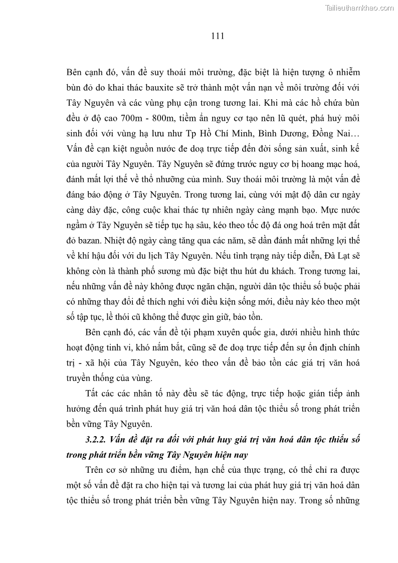 Luận án tiến sĩ Phát huy giá trị văn hóa dân tộc thiểu số trong phát triển bền vững Tây Nguyên hiện nay - 10 Trang 109