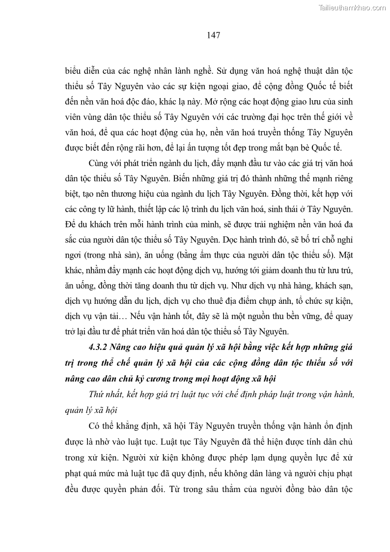 Luận án tiến sĩ Phát huy giá trị văn hóa dân tộc thiểu số trong phát triển bền vững Tây Nguyên hiện nay - 13 Trang 145