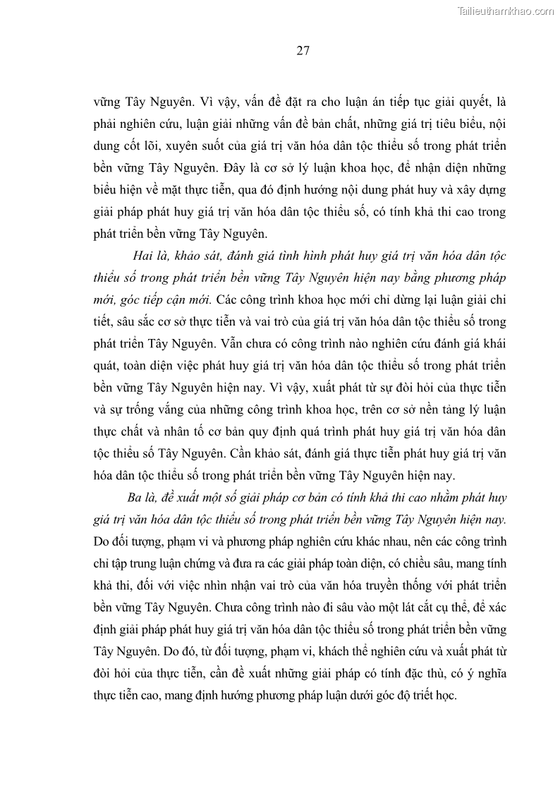 Luận án tiến sĩ Phát huy giá trị văn hóa dân tộc thiểu số trong phát triển bền vững Tây Nguyên hiện nay - 3 Trang 25