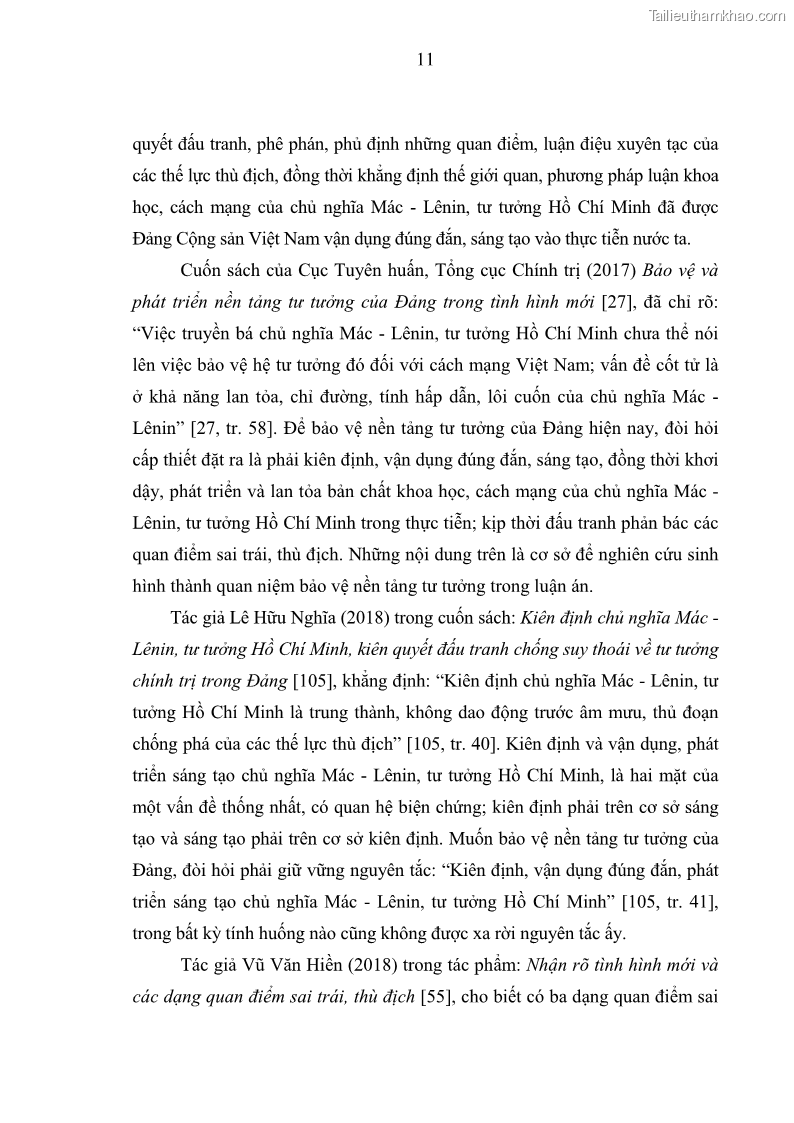 Luận án tiến sĩ Phát huy vai trò của giảng viên khoa học xã hội và nhân văn ở các học viện, trường sĩ quan quân đội trong bảo vệ nền tảng tư tưởng của Đảng hiện nay - 1 Trang 10