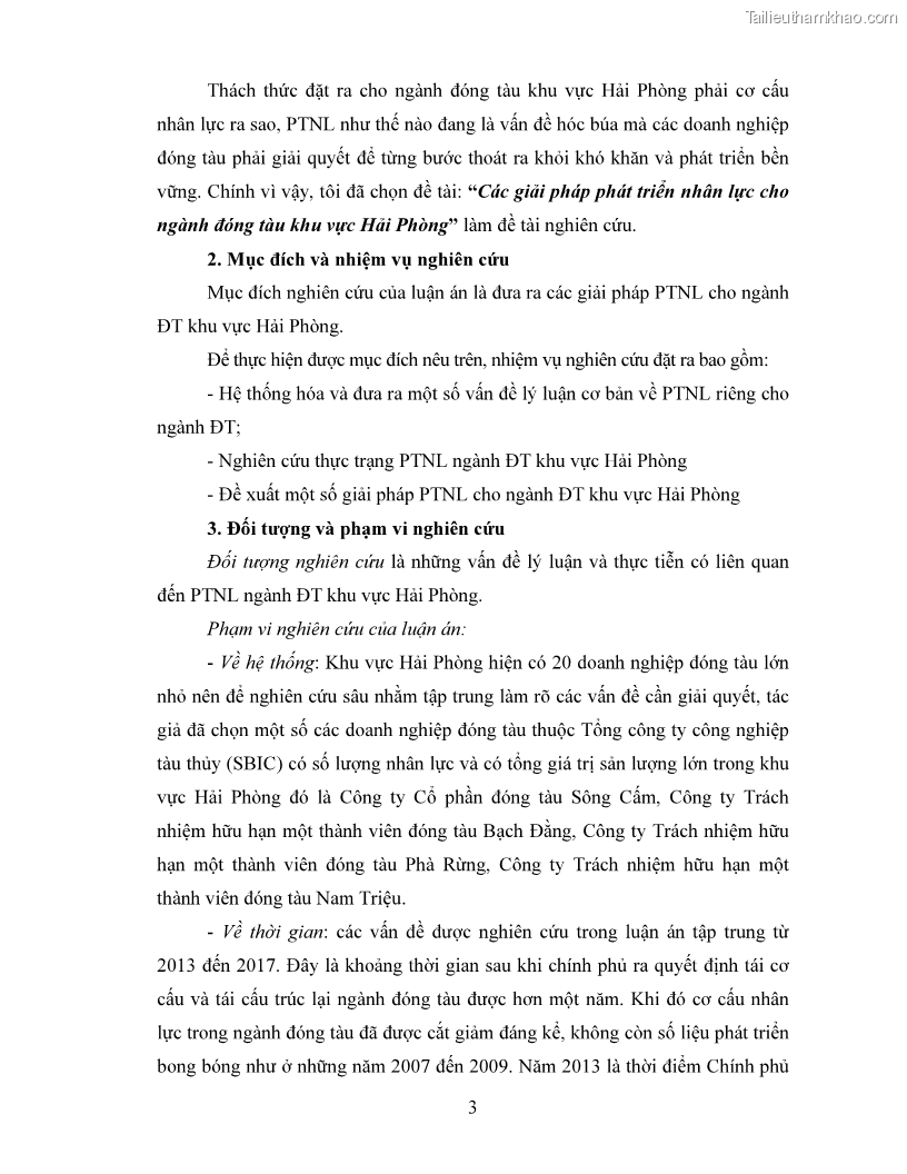 Luận án tiến sĩ quản lý vận tải Các giải pháp phát triển nhân lực cho ngành đóng tàu khu vực Hải Phòng - 1 Trang 11